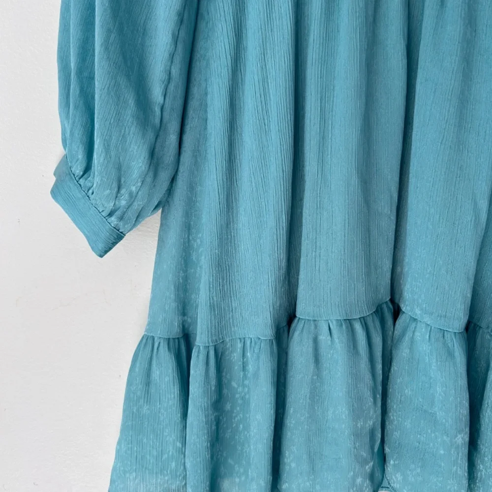 🍒Long Sleeve Mint Ruffle Button Down Dress - Picture 10 of 12